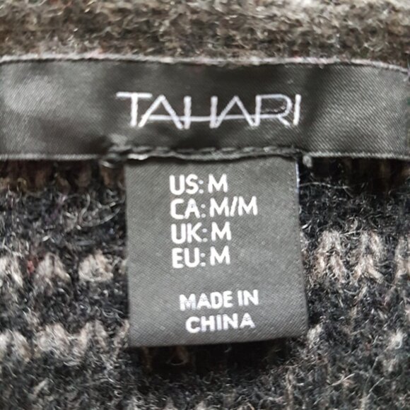 Tahari Wool Yak Blend Open Front Long Line Knit Cardigan Color Block  Sz M - Picture 11 of 15